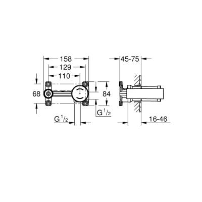 Grohe Tek Kumandalı Lavabo Bataryası 1/2', Universal Ankastre İç Gövde - 23571000 - 2