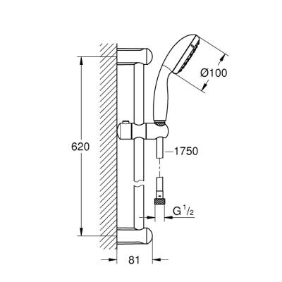 Grohe Tempesta 100 Sürgülü Duş Seti 2 Akışlı - 26803000 - 2