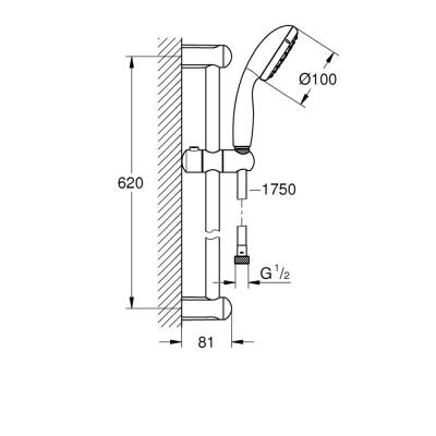 Grohe Tempesta 100 Sürgülü Duş Seti 2 Akışlı - 27598001 - 2