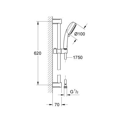 Grohe Tempesta Cosmopolitan 100 Sürgülü Duş Seti 2 Akışlı - 27578002 - 2