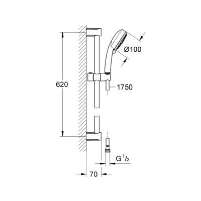 Grohe Tempesta Cosmopolitan 100 Sürgülü Duş Seti 3 Akışlı - 27579002 - 2