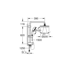 Grohe Tempesta Rustic Sistem 200 Duvar Bağlantılı, Divertörlü Duş Sistemi - 27399002 - 2