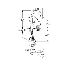 Grohe Zedra Tek Kumandalı Eviye Bataryası - 32294Dc2 - 2