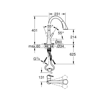 Grohe Zedra Tek Kumandalı Eviye Bataryası - 32294Dc2 - 2