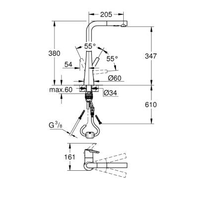 Grohe Zedra Tek Kumandalı Eviye Bataryası - 32553002 - 2