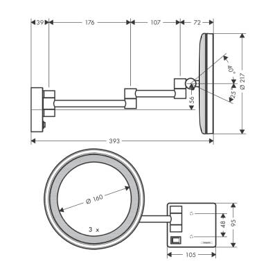 HansGrohe Addstoris Makyaj Aynası - 41790140 - 2