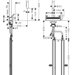 HansGrohe Aquno Select M81 Tek Kollu Eviye Bataryası 170, Çekilebilir El Duşu, 3Jet, Sbox - 73831800 - 2