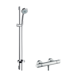 HansGrohe Croma 100 Aplike Duş Sistemi Multi, Ecostat Comfort Termostat Ve 90 Cm Duş Barı İle - 27085000 - 1