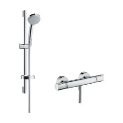 HansGrohe Croma 100 Aplike Duş Sistemi Vario, Ecostat Comfort Termostat Ve 65 Cm Duş Barı İle - 27034000 - 1