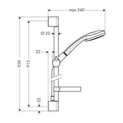 HansGrohe Croma 100 Duş Seti Multi, 90 Cm Duş Barı Ve Sabunluk İle - 27774000 - 2