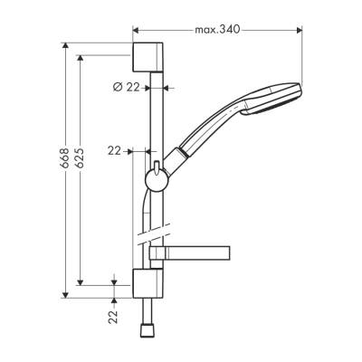 HansGrohe Croma 100 Duş Seti Vario, 65 Cm Duş Barı Ve Sabunluk İle - 27772000 - 2