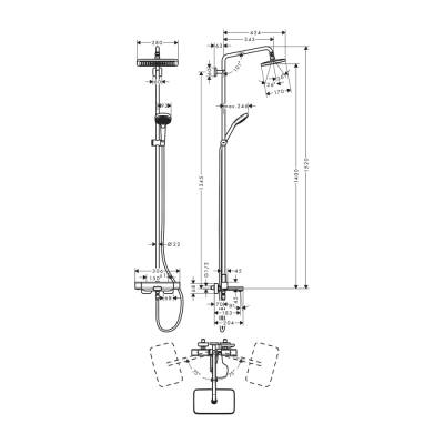 HansGrohe Croma E Duş Kolonu 280 1Jet Termostatik Banyo - 27687000 - 2