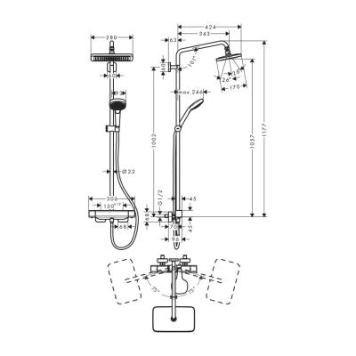 HansGrohe Croma E Duş Kolonu 280 1Jet Termostatik Ecosmart - 27660000 - 2