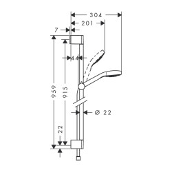 HansGrohe Croma Select E Duş Seti 1 Jet, 90 Cm Duş Barı İle - 26594400 - 2