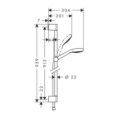 HansGrohe Croma Select E Duş Seti 1 Jet, 90 Cm Duş Barı İle - 26594400 - 2