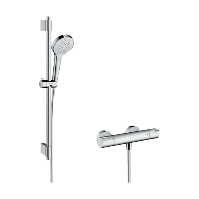 HansGrohe Croma Select S Aplike Duş Sistemi Vario, Ecostat 1001 Cl Termostat Ve 72 Cm Duş Barı İle - 27833400 - 1