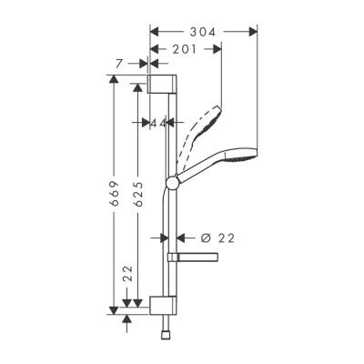 HansGrohe Croma Select S Duş Seti Vario, 65 Cm Duş Barı Ve Sabunluk İle - 26566400 - 2