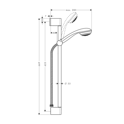 HansGrohe Crometta 85 Duş Seti Mono, Green, 6 Lt/Dk, 65 Cm Duş Barı İle - 27652000 - 2