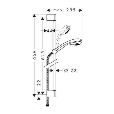 HansGrohe Crometta 85 Duş Seti Vario, 65 Cm Duş Barı İle - 27763000 - 2