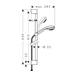 HansGrohe Crometta 85 Duş Seti Vario, 90 Cm Duş Barı İle - 27762000 - 2