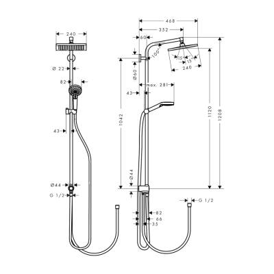 HansGrohe Crometta E Duş Kolonu 240 1 Jet, Ecosmart, 9 Lt/Dk, Reno - 27289000 - 2