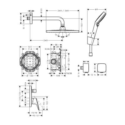 HansGrohe Crometta E Duş Sistemi 240 1Jet Tek Kollu Batarya İle - 27957000 - 2