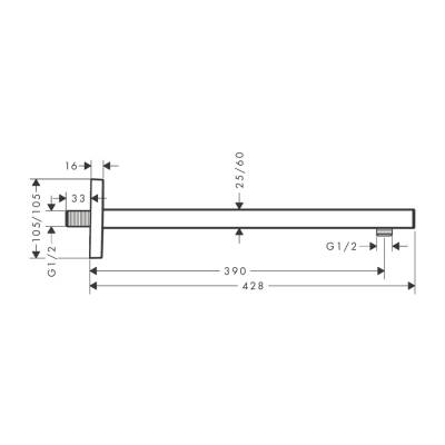 HansGrohe Duş Dirseği Square 38,9 Cm - 27694340 - 2