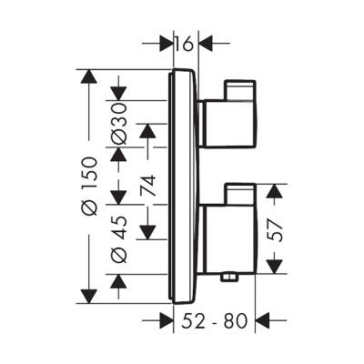 HansGrohe Ecostat S Termostat Ankastre Montaj, 1 Çıkış İçin - 15757000 - 2