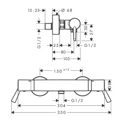 HansGrohe Ecostat Termostatik Duş Comfort Care Aplike, Uzun Volan İle - 13117000 - 2