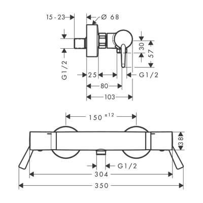 HansGrohe Ecostat Termostatik Duş Comfort Care Aplike, Uzun Volan İle - 13117000 - 2