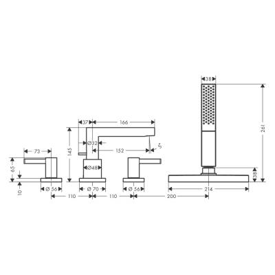 HansGrohe Finoris 4 - Delikli Küvet Kenarı Banyo Bataryası Sbox İle - 76444670 - 2