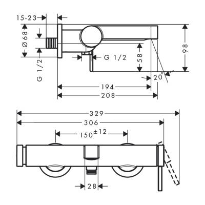 HansGrohe Finoris Tek Kollu Banyo Bataryası Aplike Montaj - 76420000 - 2