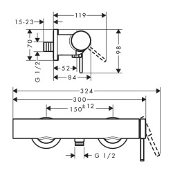 HansGrohe Finoris Tek Kollu Duş Bataryası Aplike Montaj - 76620000 - 2