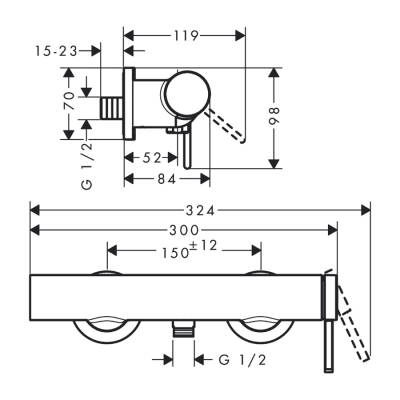 HansGrohe Finoris Tek Kollu Duş Bataryası Aplike Montaj - 76620000 - 2