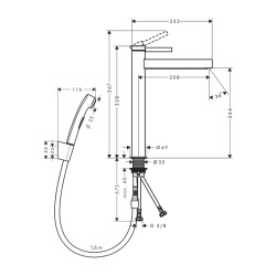 HansGrohe Finoris Tek Kollu Lavabo Bataryası 260, Bidette El Duşu Ve 160 Cm Duş Hortumu İle - 76220000 - 2