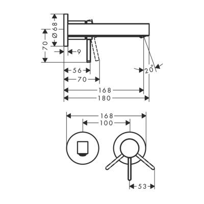 HansGrohe Finoris Tek Kollu Lavabo Bataryası Ankastre Duvara Monte 16,8 Cm Gaga İle - 76051000 - 2