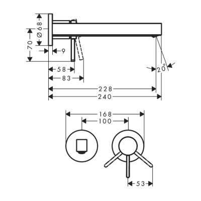 HansGrohe Finoris Tek Kollu Lavabo Bataryası Ankastre Duvara Monte 22,8 Cm Gaga İle - 76050000 - 2