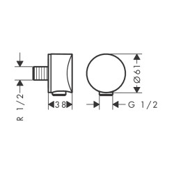 HansGrohe Fixfit Gönye Çıkış S Çek Valf Ve Sentetik Bağlantı İle - 26453000 - 2