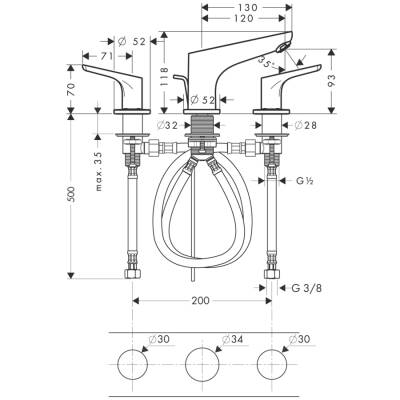 HansGrohe Focus 3 - Delikli Lavabo Bataryası 100 Kumandalı - 31937000 - 2