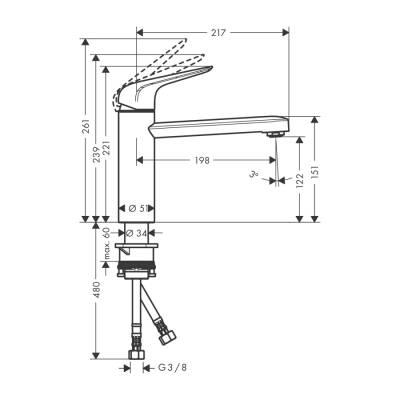 HansGrohe Focus M42 Tek Kollu Eviye Bataryası 120, Coolstart, Ecosmart, 1Jet - 71805000 - 2