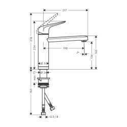 HansGrohe Focus M42 Tek Kollu Eviye Bataryası 120, Pencere Önü Montaj, 1Jet - 71807000 - 2