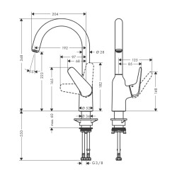 HansGrohe Focus M42 Tek Kollu Eviye Bataryası 220, 1Jet - 71802000 - 2