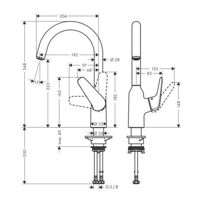 HansGrohe Focus M42 Tek Kollu Eviye Bataryası 220, 1Jet - 71802000 - 2