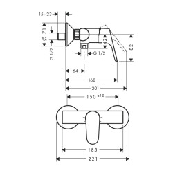 HansGrohe Focus Tek Kollu Duş Bataryası Aplike - 31960000 - 2