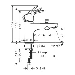 HansGrohe Focus Tek Kollu Duş Ve Banyo Bataryası Monoblok, 2 Akış Miktarı İle - 31938000 - 2