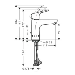 HansGrohe Focus Tek Kollu Lavabo Bataryası 100 Kumandalı, 2 Akışlı - 31657000 - 2