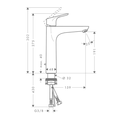 HansGrohe Focus Tek Kollu Lavabo Bataryası 190 Kumandalı - 31608000 - 2