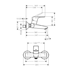 HansGrohe Focus Tek Kollu Lavabo Bataryası Aplike, Duvara Monte - 31923000 - 2