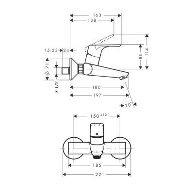 HansGrohe Focus Tek Kollu Lavabo Bataryası Aplike, Duvara Monte - 31923000 - 2