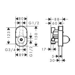 HansGrohe İç Set Tek Kollu Banyo Bataryası, Ankastre Montaj İçin - 31741180 - 2